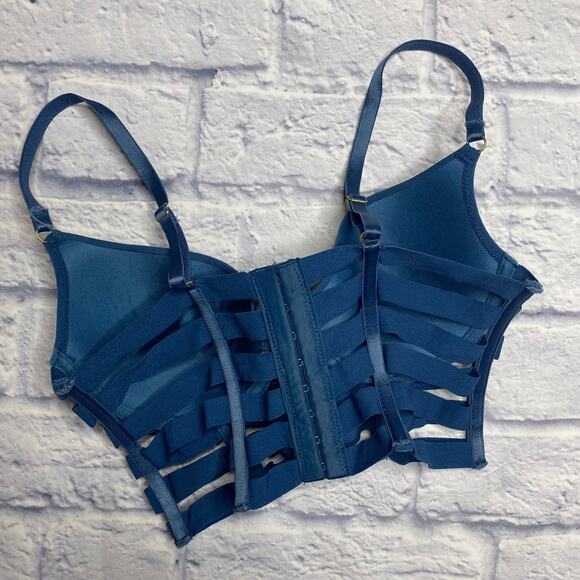 BKLYN Noir Cage Bra in Teal - Picture 3 of 6